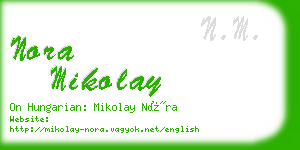 nora mikolay business card